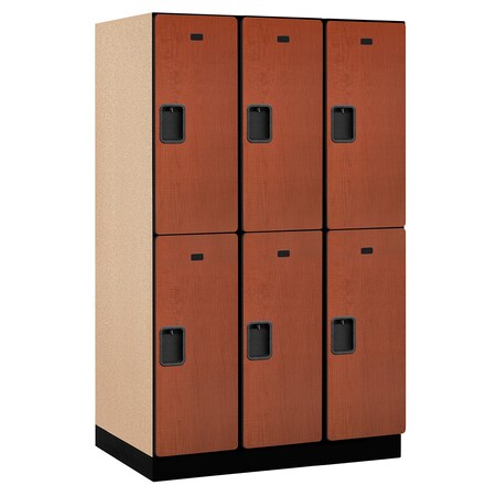 Salsbury Industries Wardrobe Locker, 45" W, 24" D, 76" H, (3) Wide, (6) Openings, Cherry 22364CHE